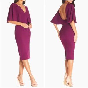 Dress The Population Lousia Butterfly Sleeve Dress Sheath Fit Size Medium Womens
